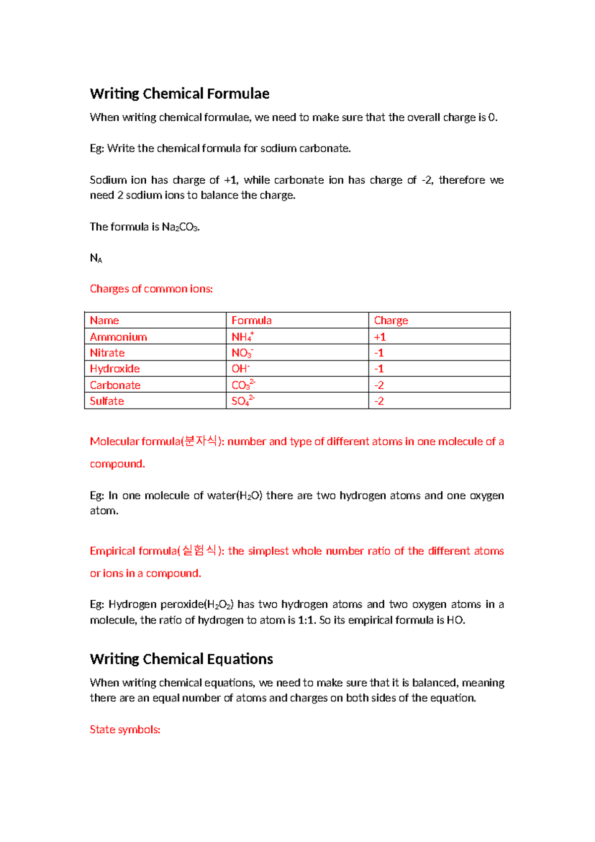 Chemical Formulae and Equations: A Comprehensive Guide - Studocu