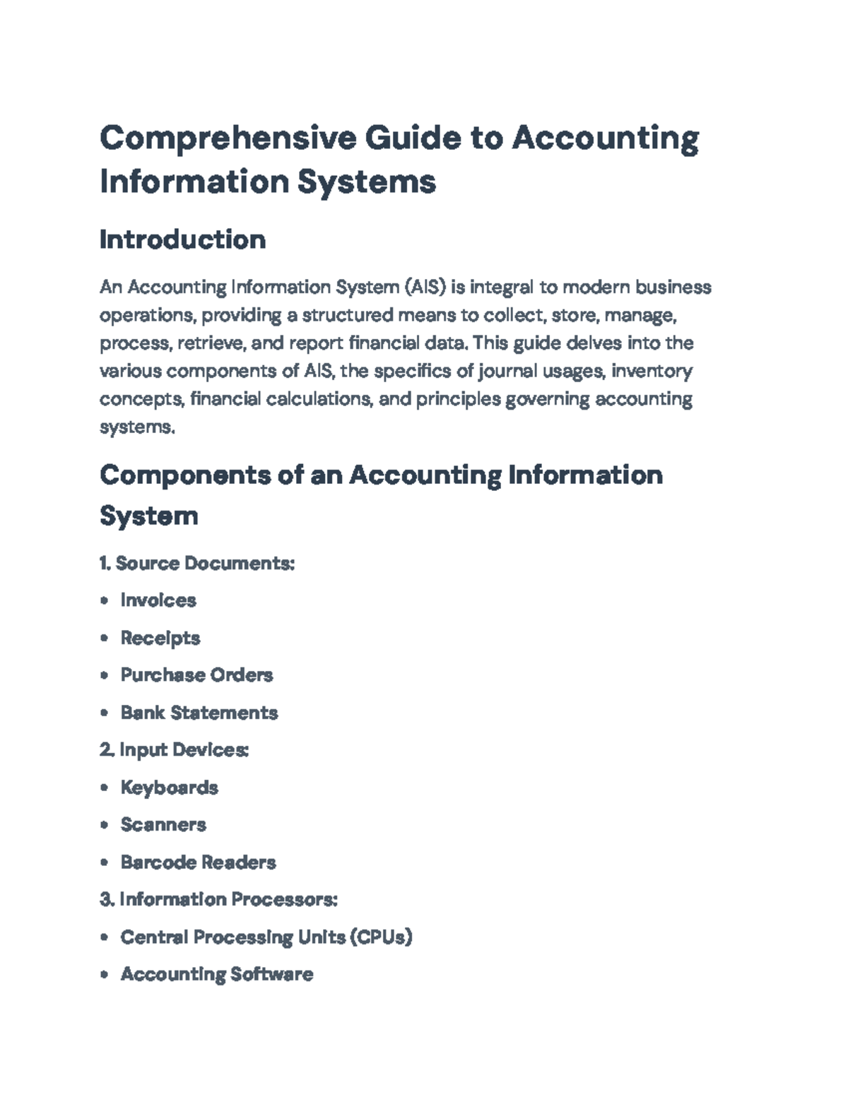 Comprehensive Guide to Accounting Information Systems (AIS ...