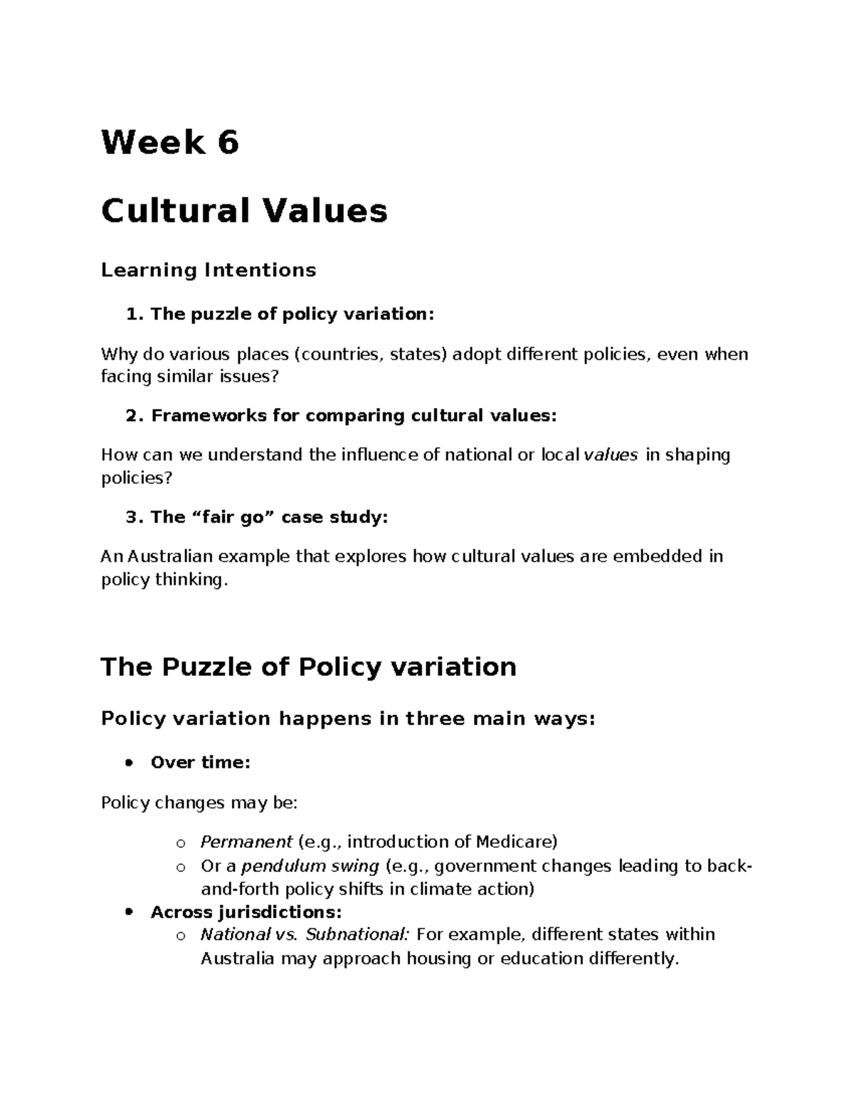 Fundamentals of Policy Analysis: Weeks 6-8 Overview - Studocu