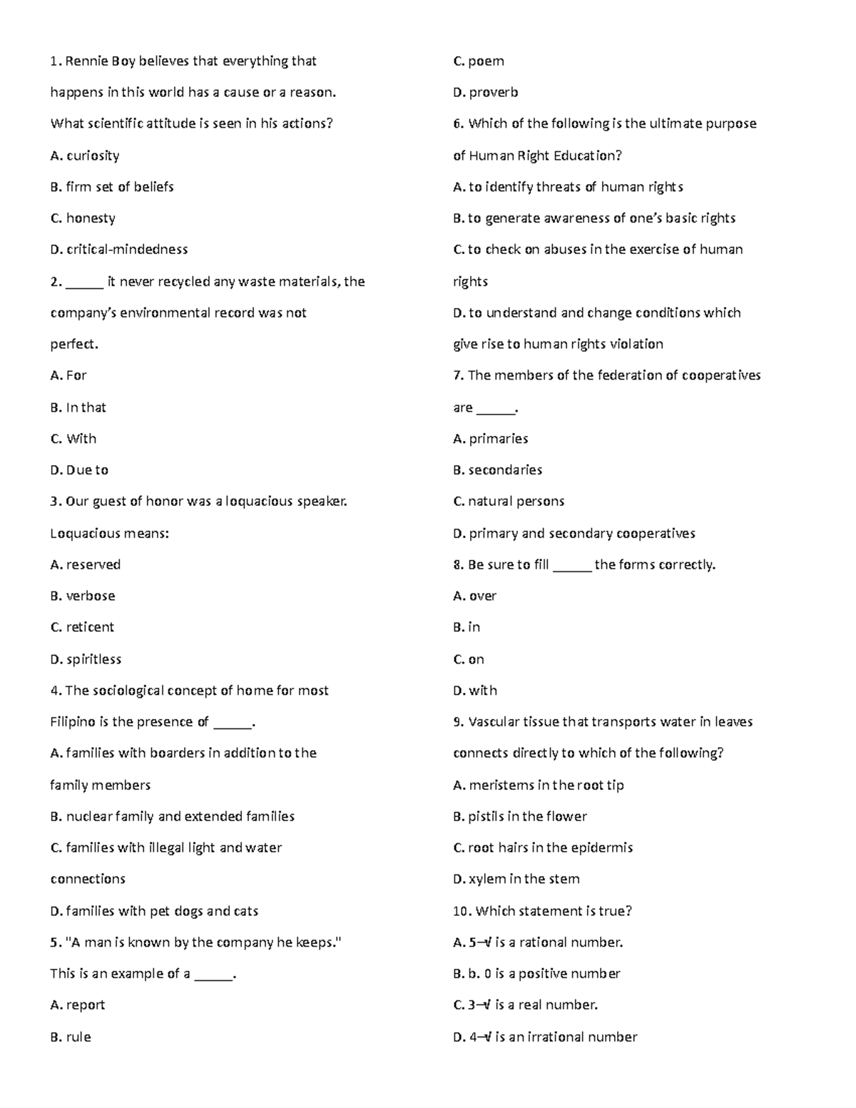 GEn Ed Final Exam: Understanding Key Concepts and Questions - Studocu