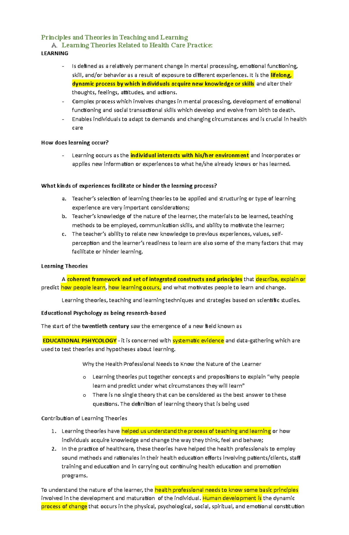 NCM 102 Health Education: Learning Theories and Principles in Practice ...