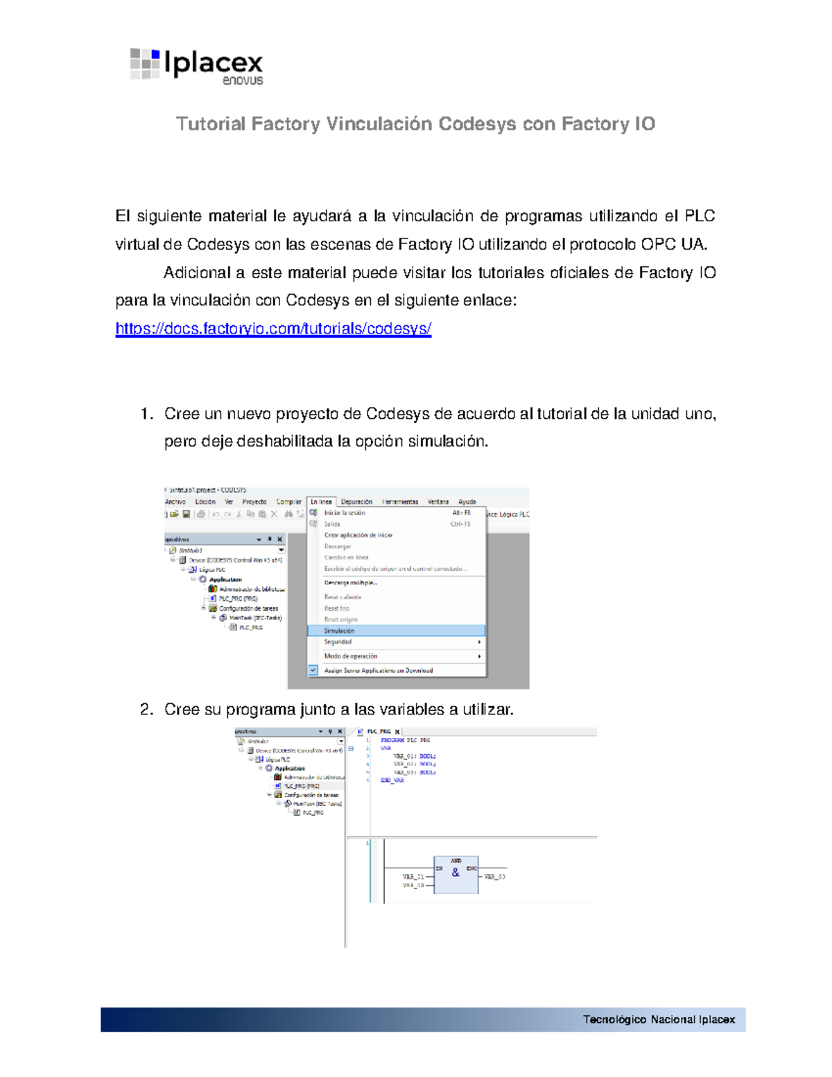 COMP II-3 Tutorial: Vinculación Codesys y Factory IO con OPC UA - Studocu