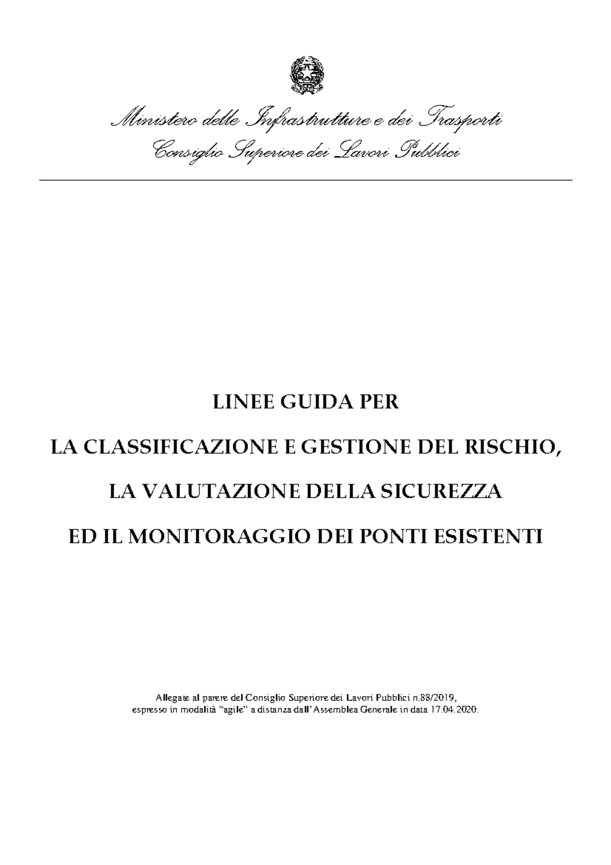 Linee Guida per la Gestione del Rischio e Sicurezza dei Ponti - Studocu