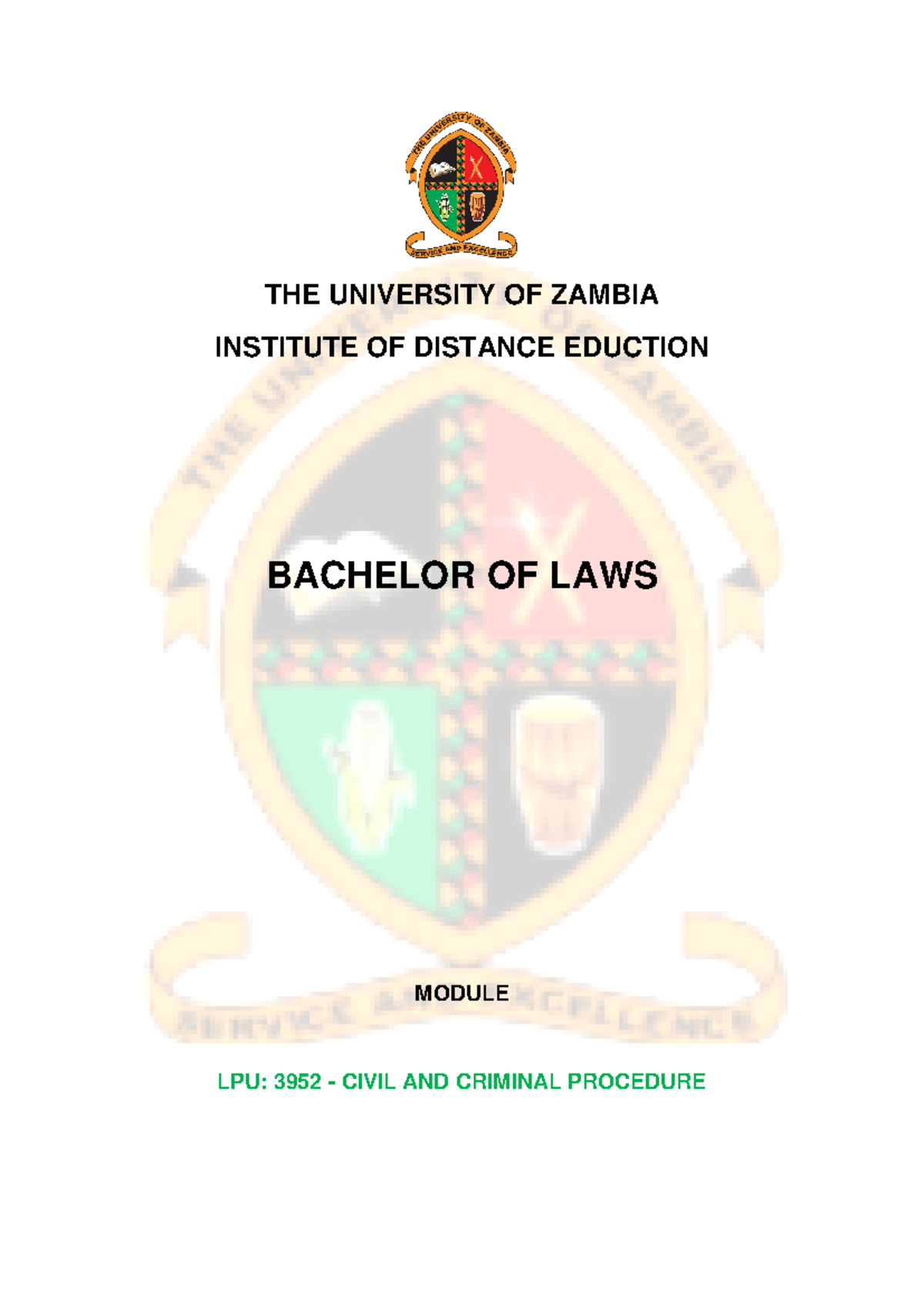 Civil and Criminal Procedure - LPR 3952 - THE UNIVERSITY OF ZAMBIA ...