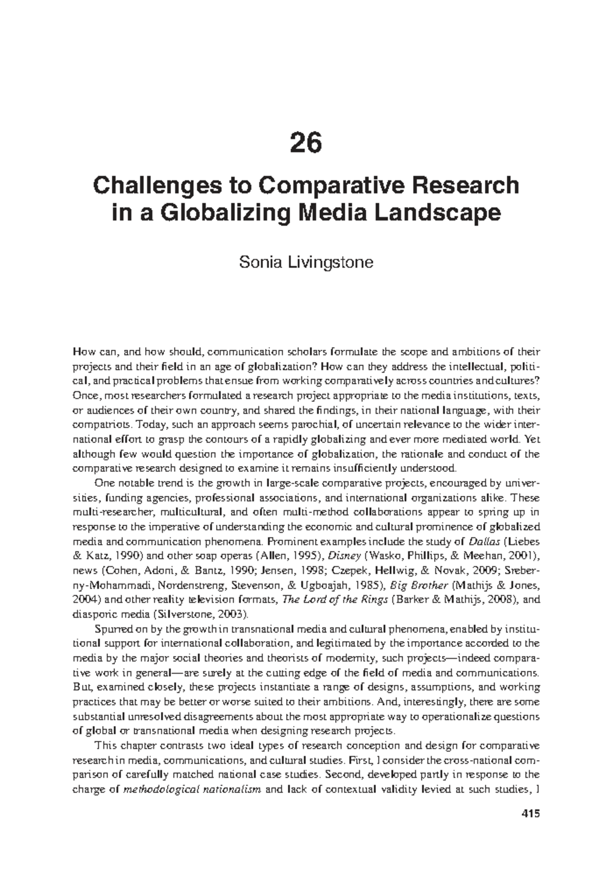 26 Challenges in Comparative Media Research: Global Perspectives ...