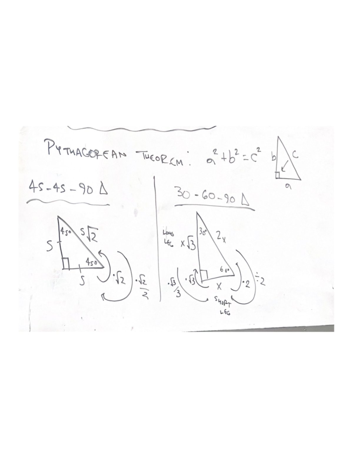 math notes on geometery - MATH 510 - PYTHAGOREAN THEOREM : 2 tb2 -c2 da ...