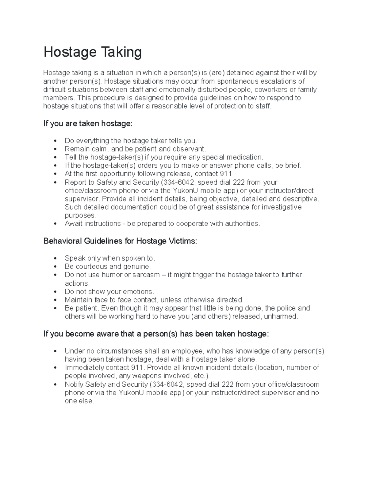 Guidelines for Responding to Hostage Situations - Safety Protocols ...