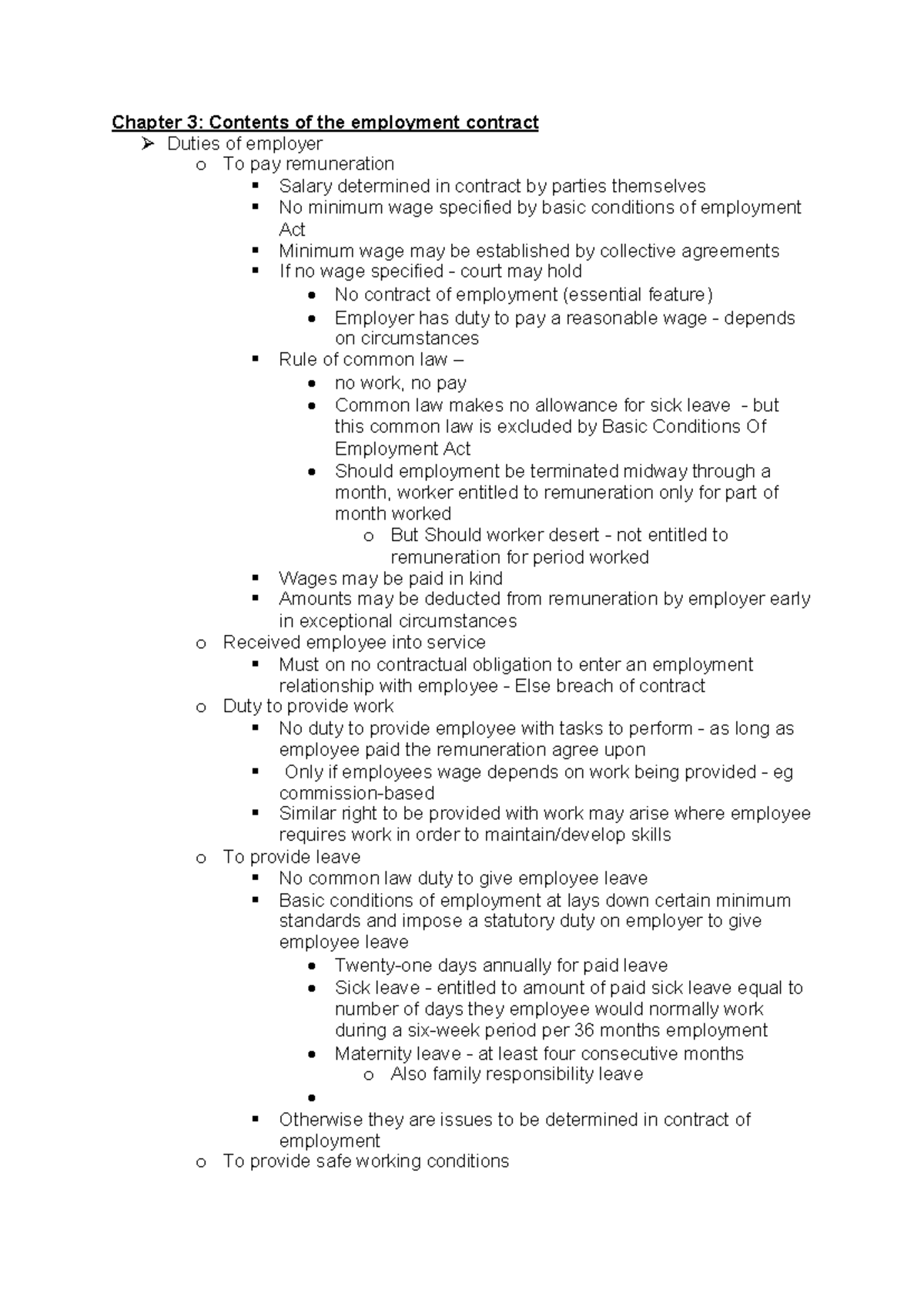Chapter 3: Key Elements of the Employment Contract Explained - Studocu