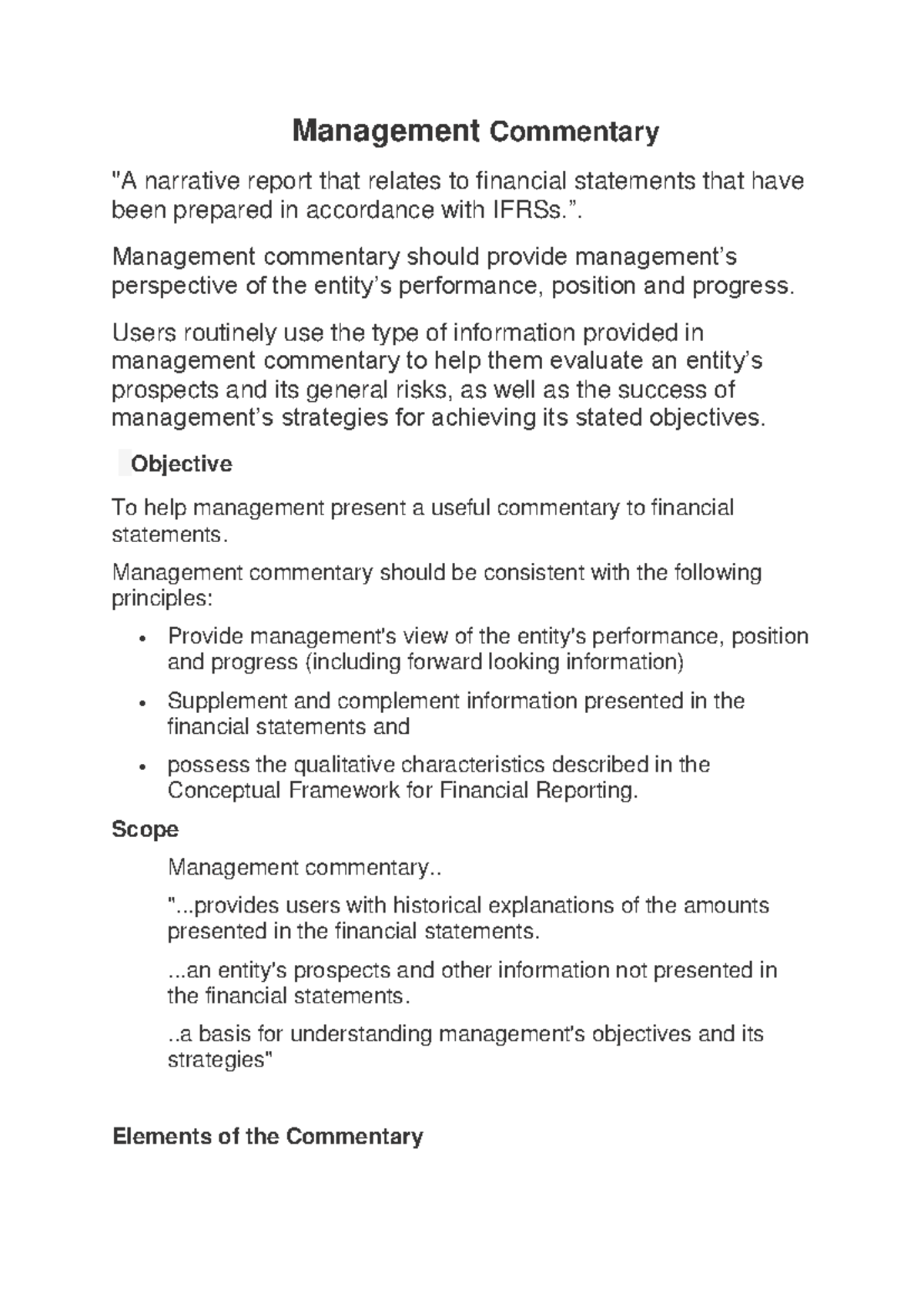 Management Commentary: Insights on Financial Statements and Performance ...
