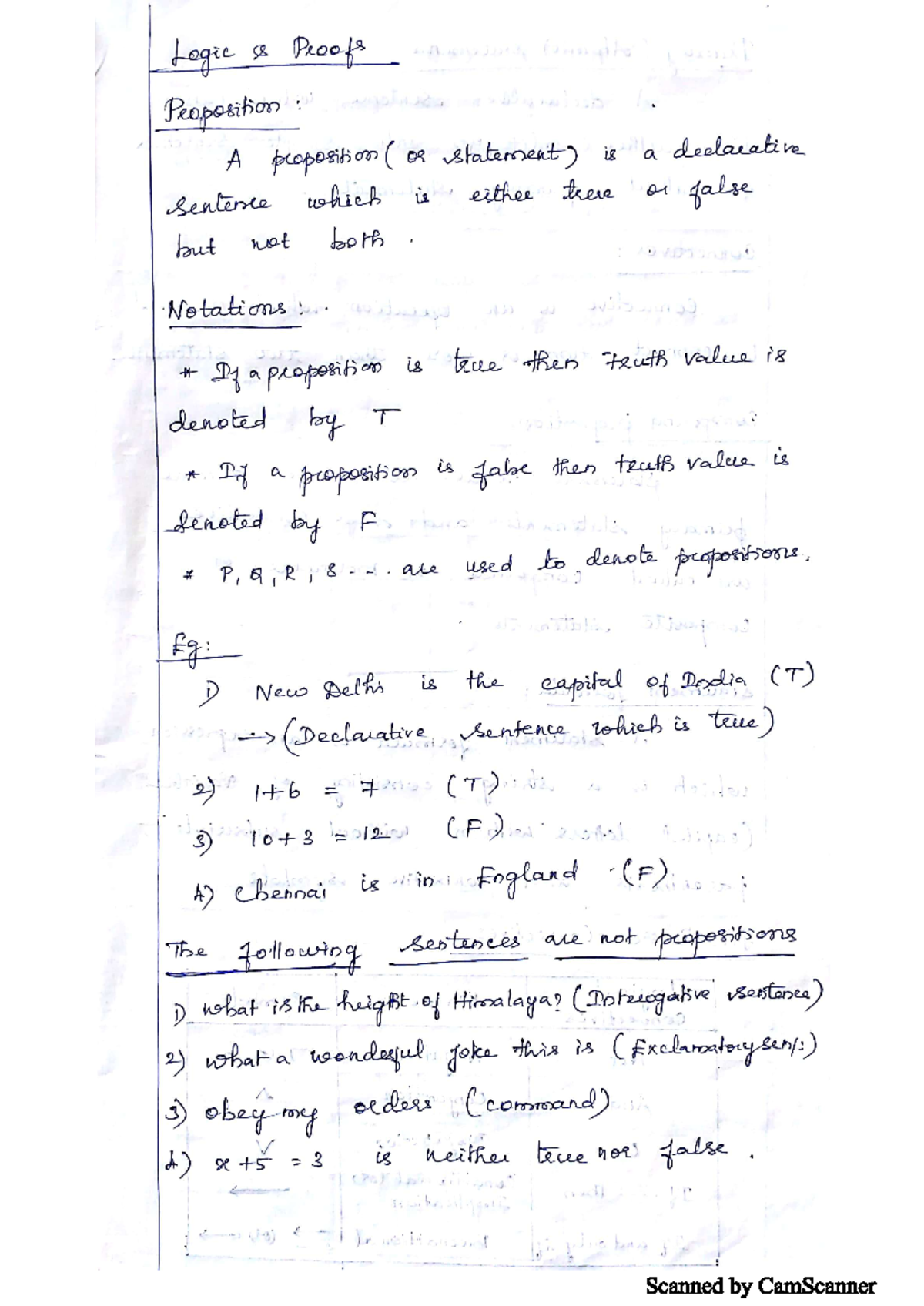 Dm - classnotes - Logic Proofs Proposition A proposition ( or statement ...