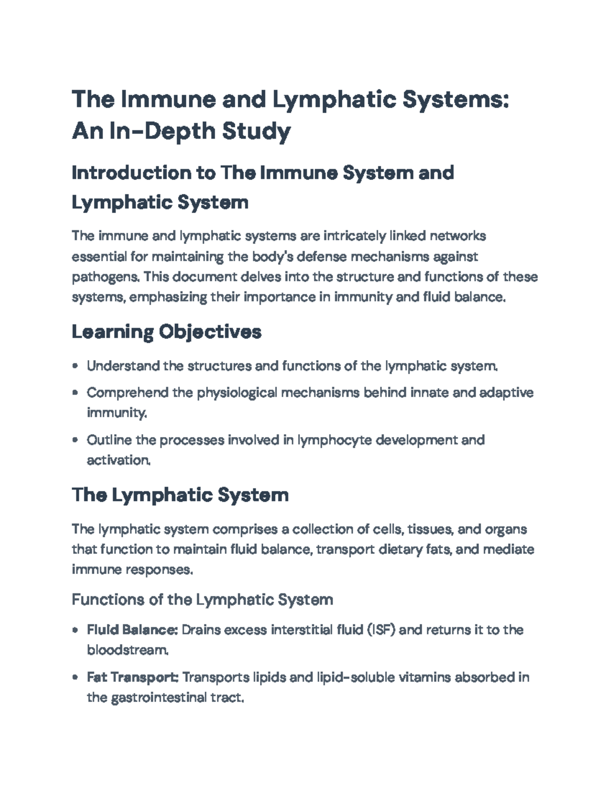 In-Depth Study of Immune and Lymphatic Systems (BIO 101) - The Immune ...