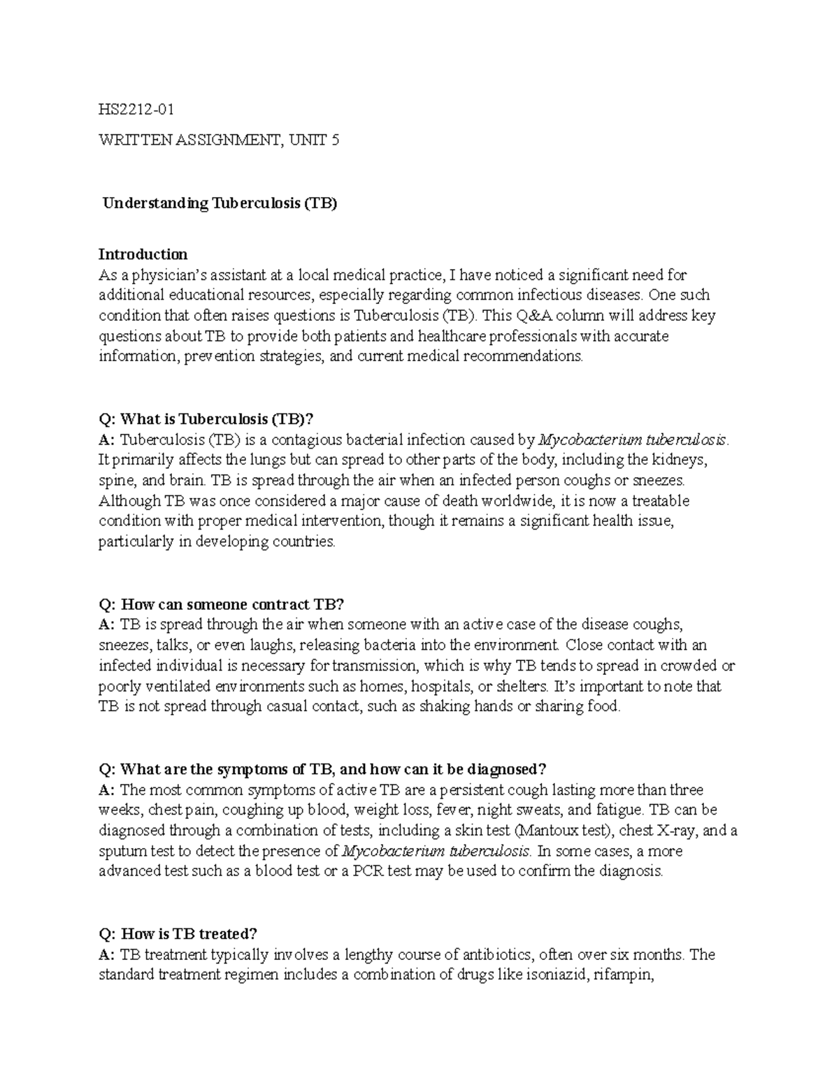 HS2212 Written Assignment UNIT 5 - HS2212- WRITTEN ASSIGNMENT, UNIT 5 ...