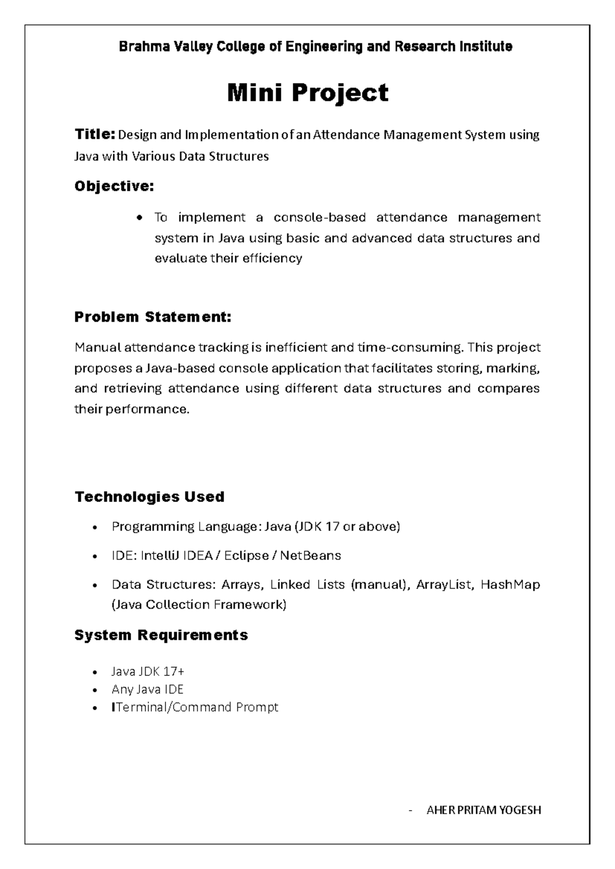 DSA Mini Project: Attendance Management System in Java with Data ...