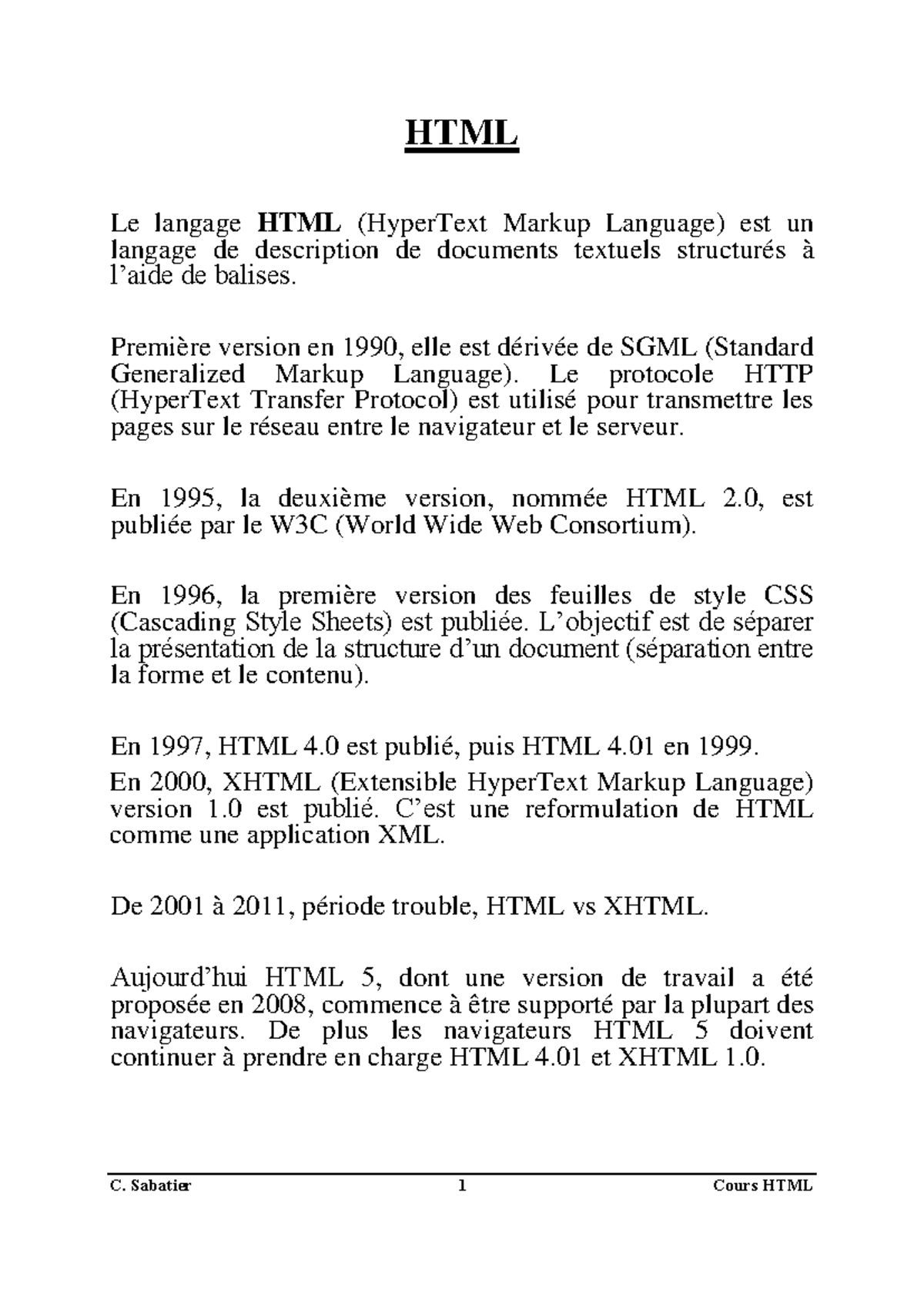 HTML 2022-23 - Cours Complet sur le Langage HTML et ses Concepts - Studocu