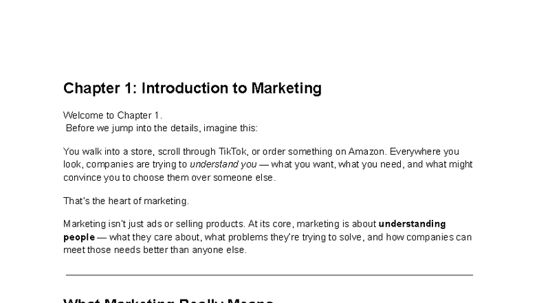 MKT 101 - Final Exam Notes: Introduction to Marketing Concepts - Studocu