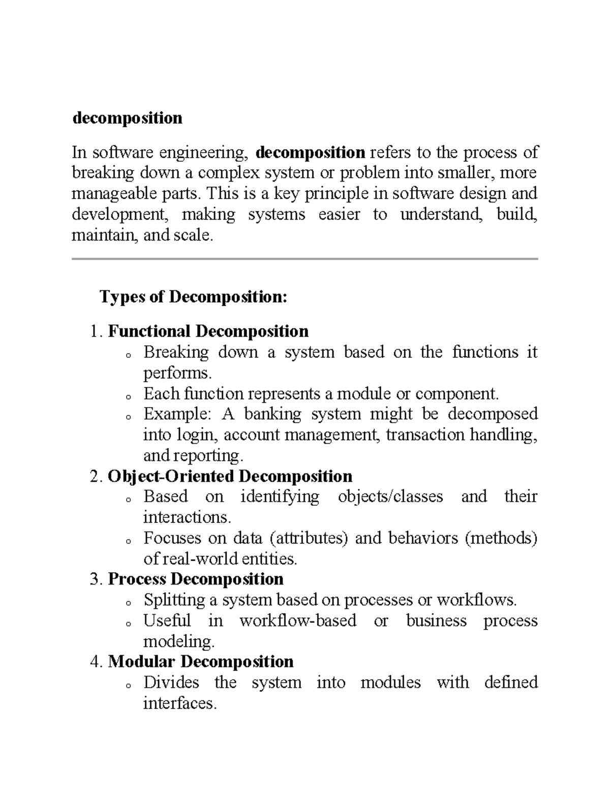 Decomposition in Software Engineering: Key Concepts & Types - Studocu