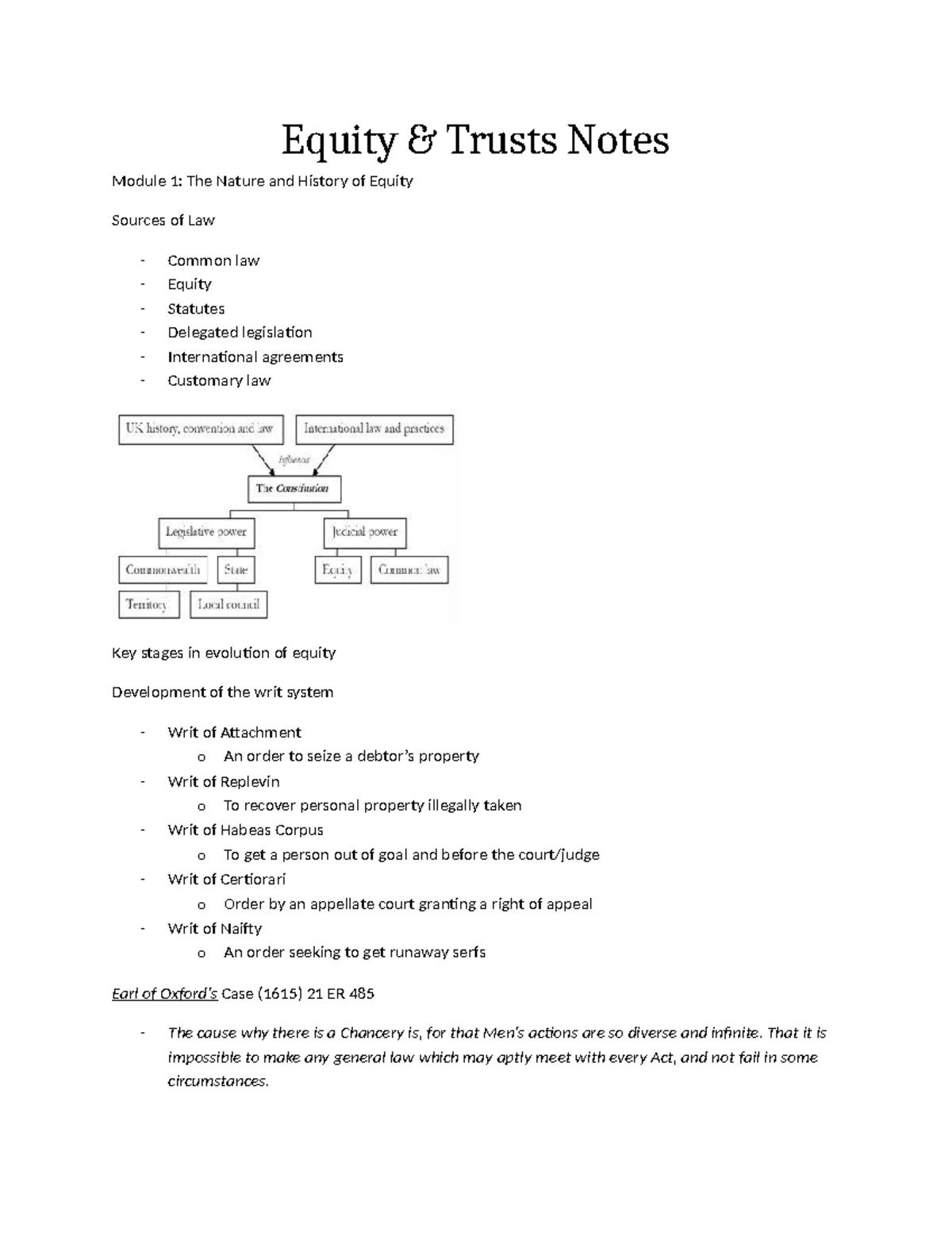 Equity Trusts Notes E&T 101: Nature, History, and Key Concepts - Studocu