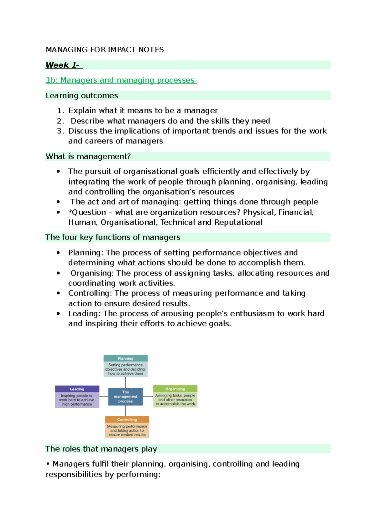 Managing for Impact: Lecture Notes on Team Leadership and Skills - Studocu