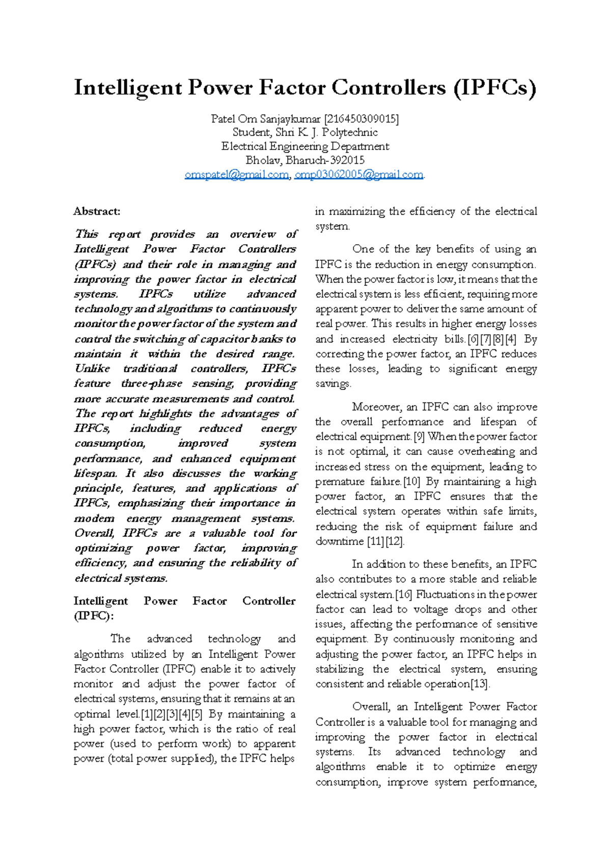 Intelligent Power Factor Controller (IPFC) Overview and Benefits - Studocu