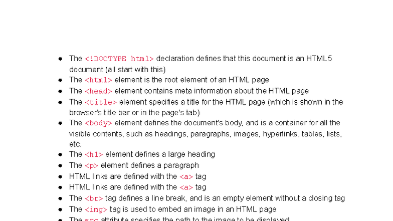 HTML5 Document Overview: Key Elements and Attributes - Studocu
