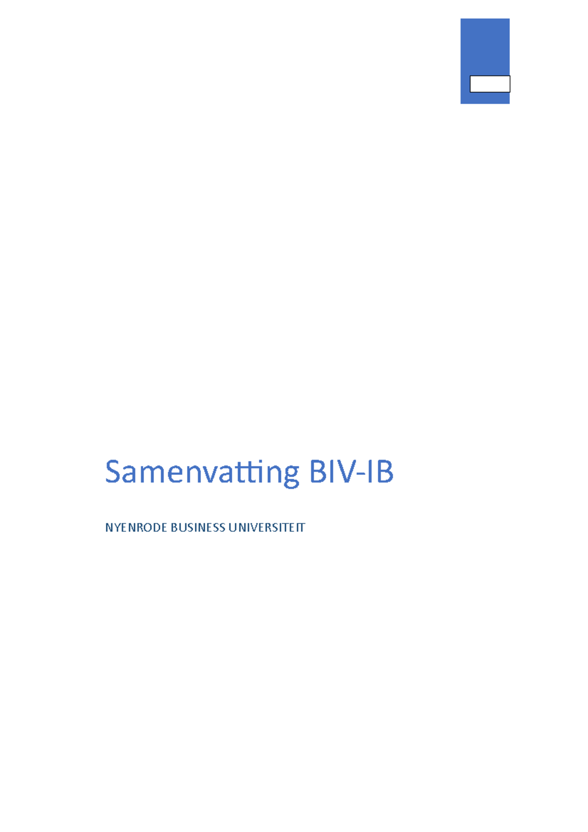 Samenvatting BIV-IB: Kernconcepten en Belangrijke Auteurs - Studeersnel