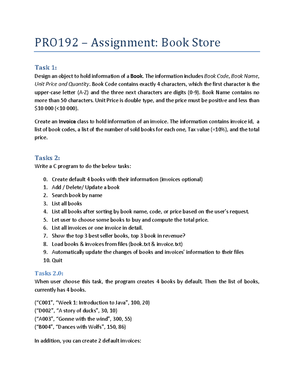 PRO192 – OOP Assignment: Book Store System Design & Implementation ...
