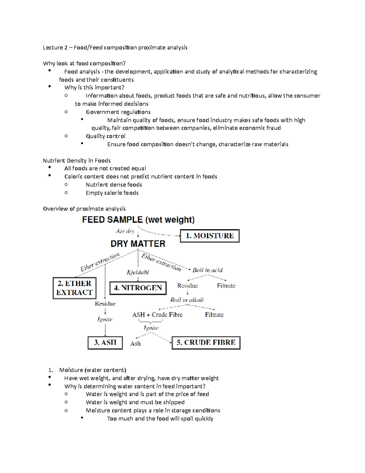 Unit 02 Notes: Food Composition Analysis and Proximate Methods - Studocu