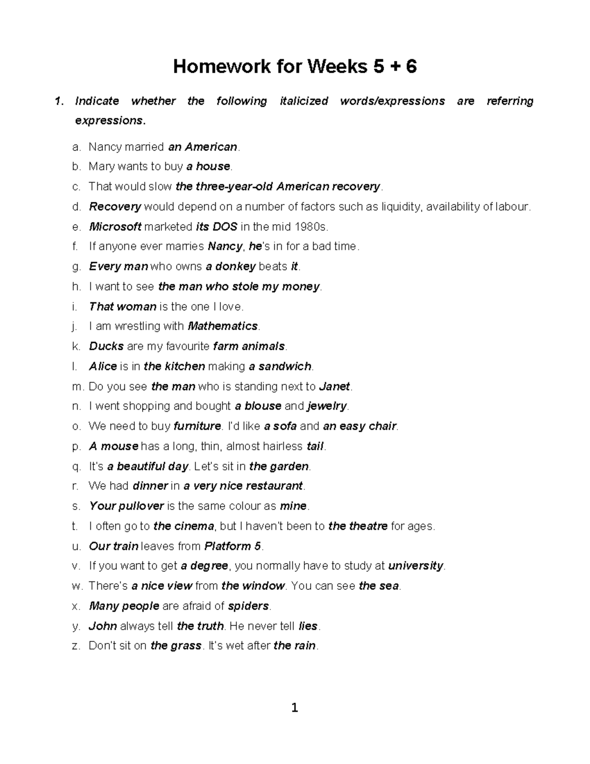 Homework for Weeks 5+6: Semantics & Linguistics 2 Analysis - Studocu