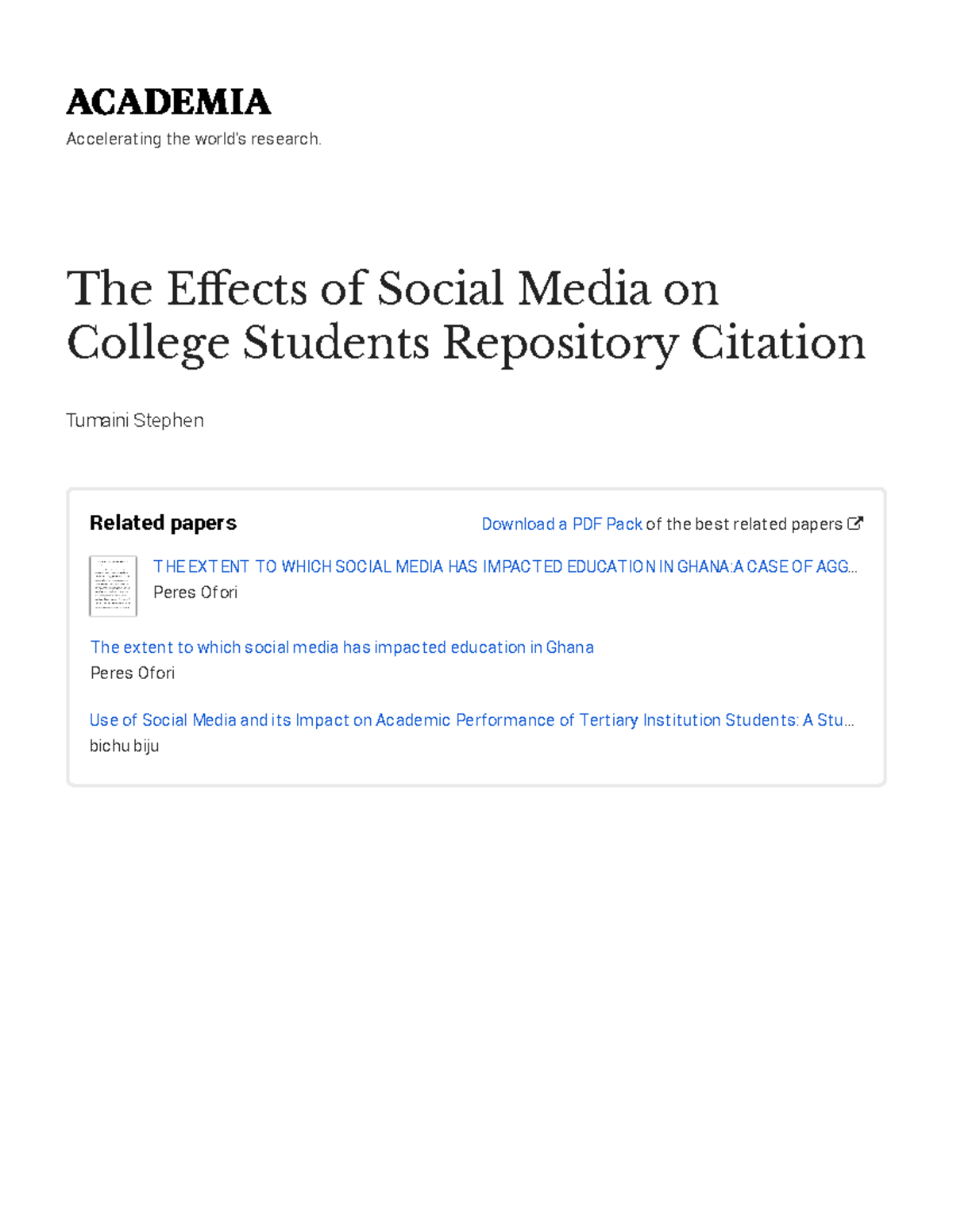 The Effects of Social Media on College Students: An MBA Research Study ...