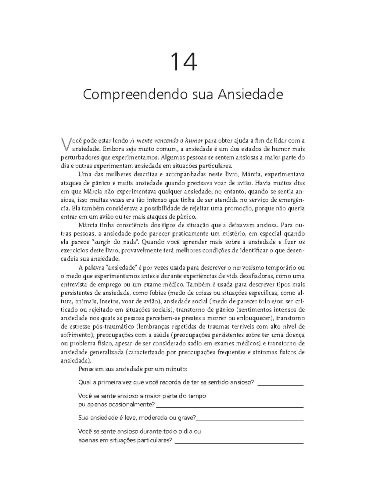 Compreendendo e Gerenciando Sua Ansiedade - A Mente Vencendo o Humor 2ª ...