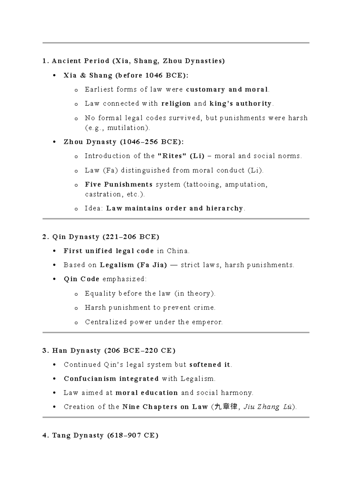 Chinese Legal History: From Ancient Dynasties to the PRC (HIST 101 ...