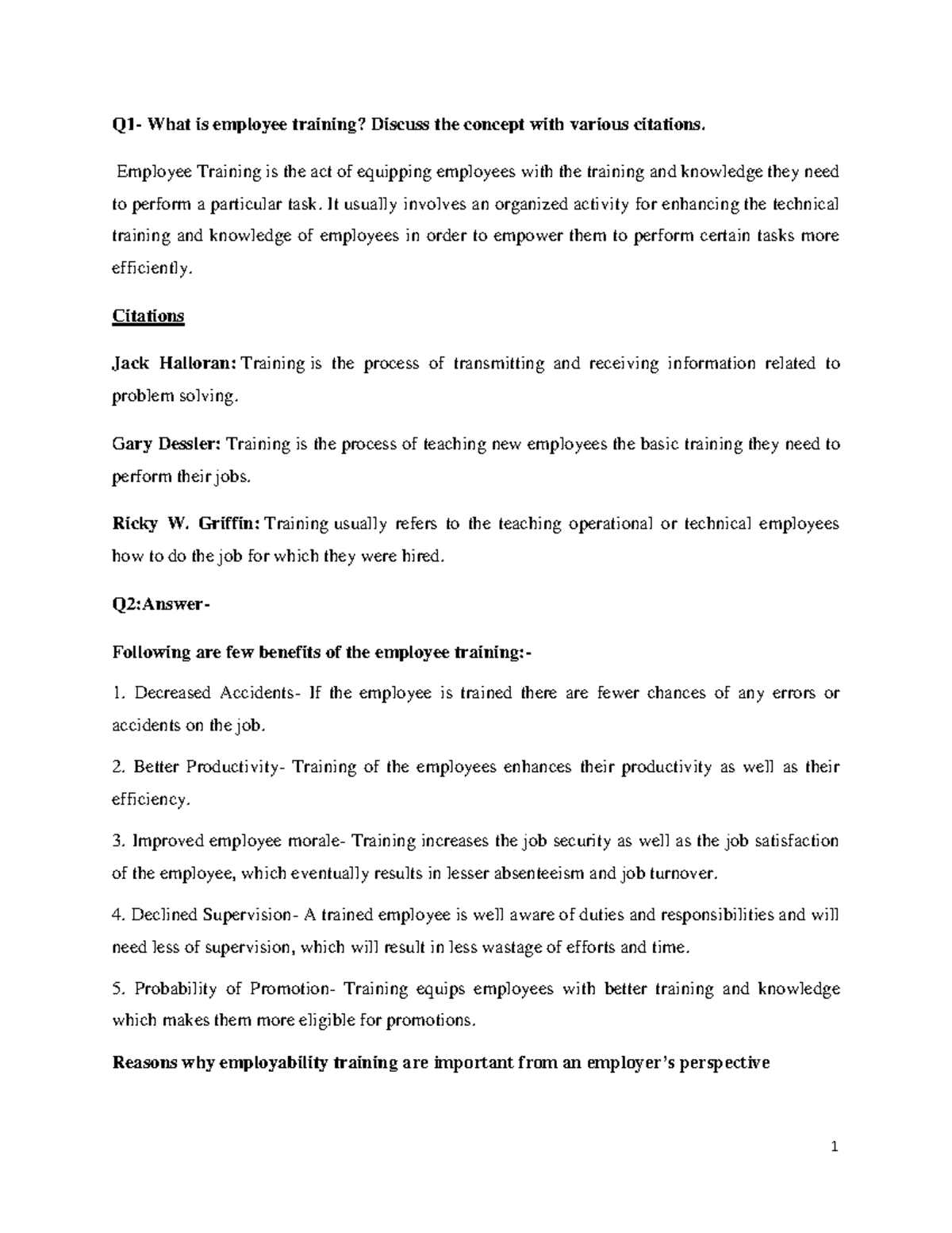 Training and development assignment pdf - Q1- What is employee training ...
