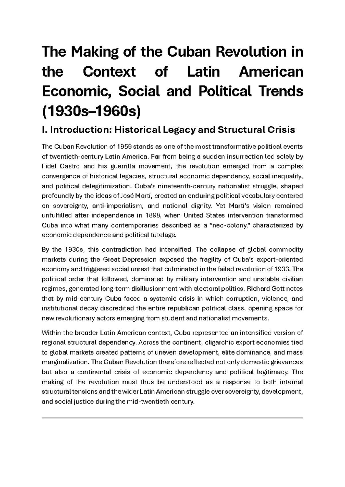 The Making of the Cuban Revolution: Contextualizing Latin American ...