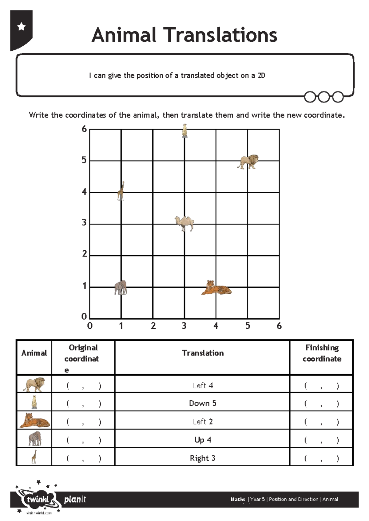 Maths Year 5: Animal Translations & Coordinate Transformations - Studocu