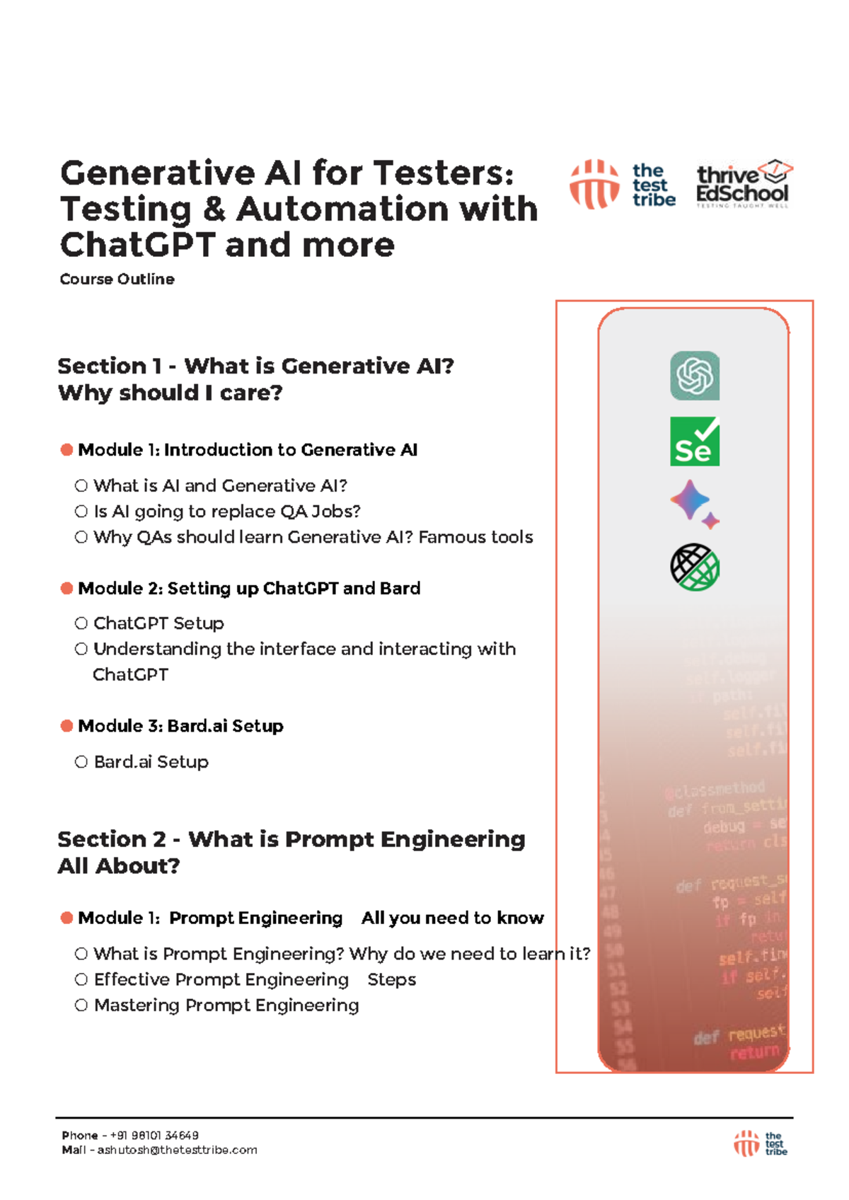 Generative AI for Testers: Course Outline on Automation & ChatGPT - Studocu