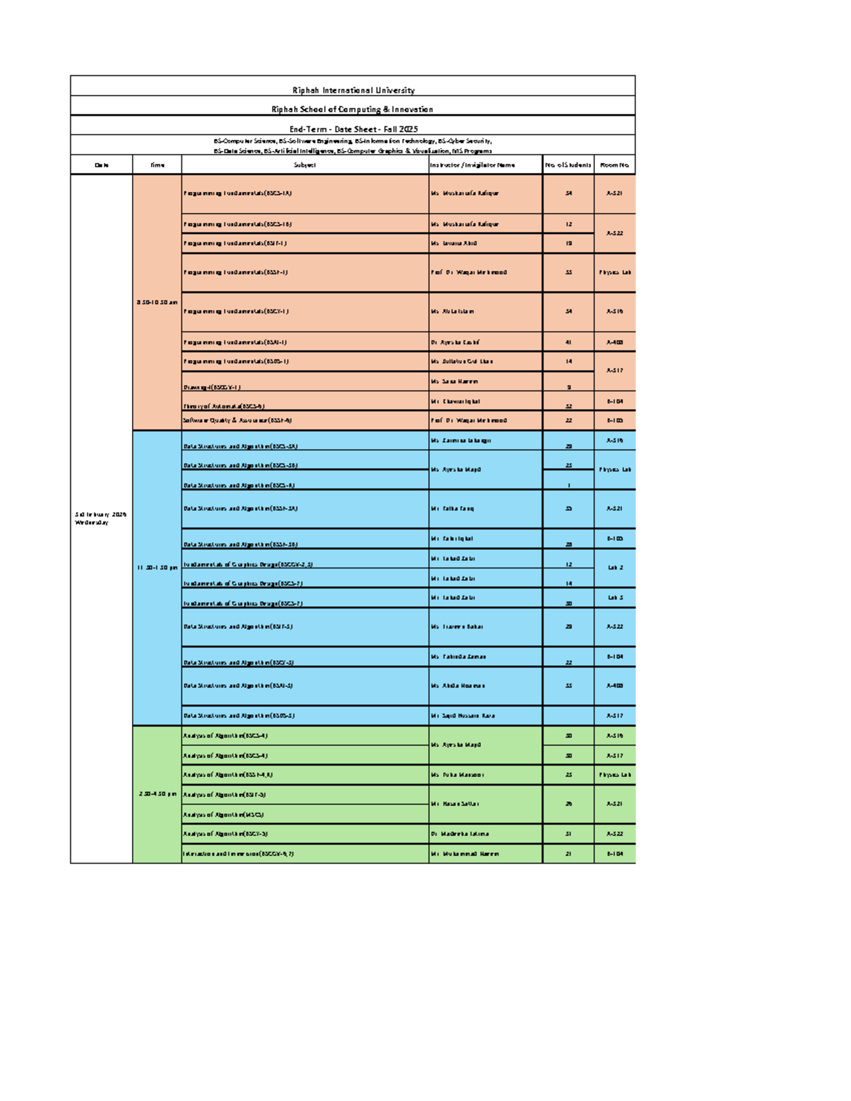 Updated Final RSCI End Term Date Sheet - Fall 2025 - Studocu