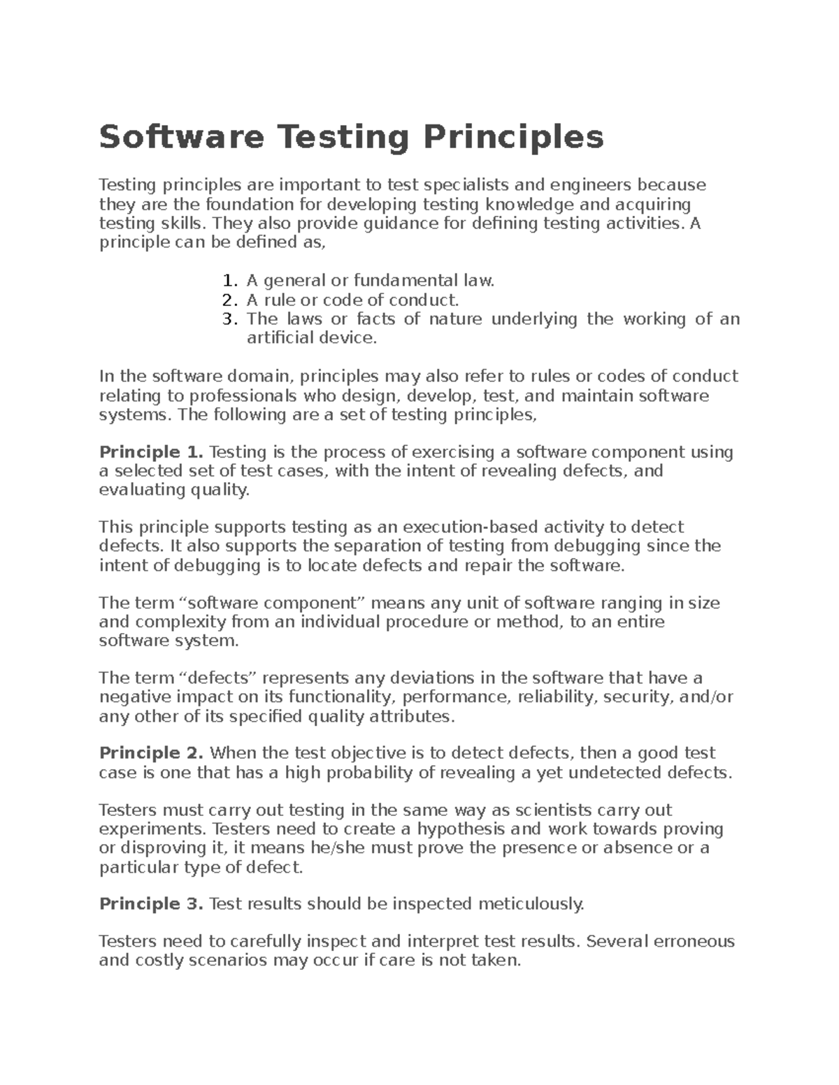 Software Testing Principles: Key Guidelines for Effective Testing - Studocu