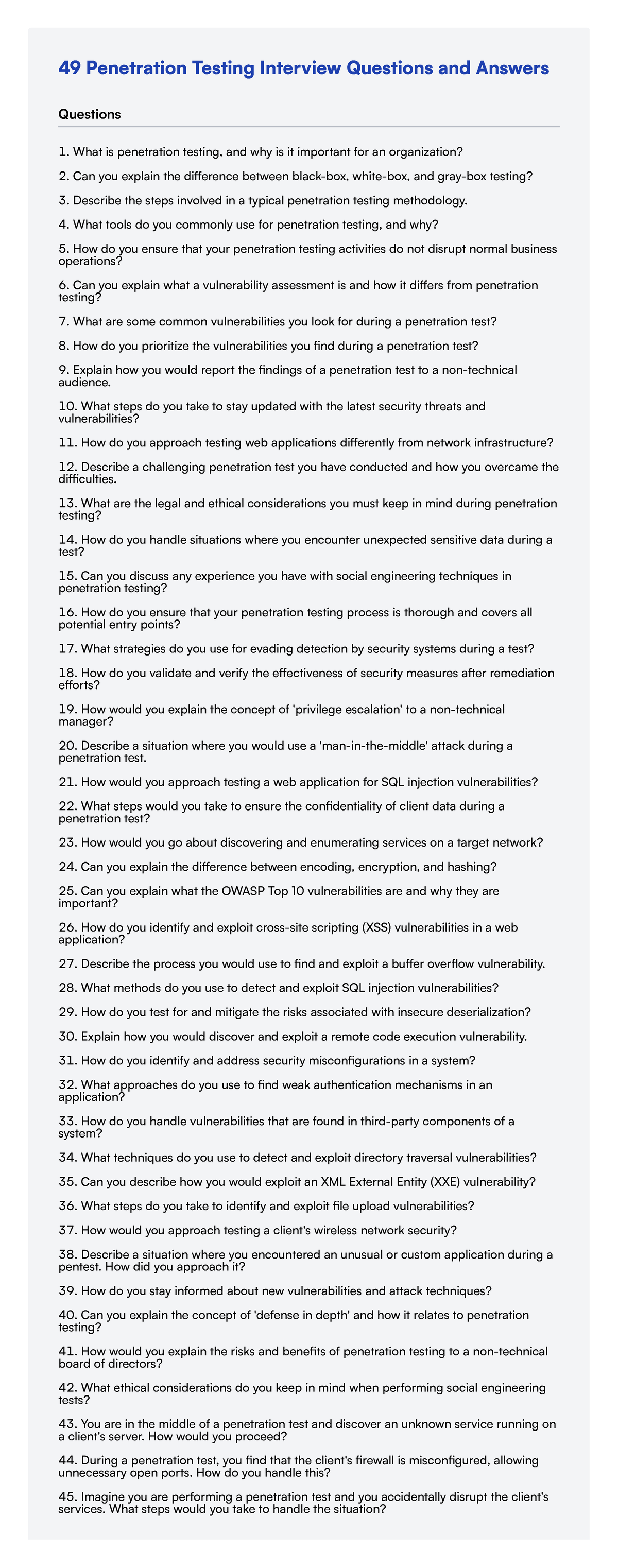 49 Penetration Testing Interview Q&A for Security Professionals - Studocu