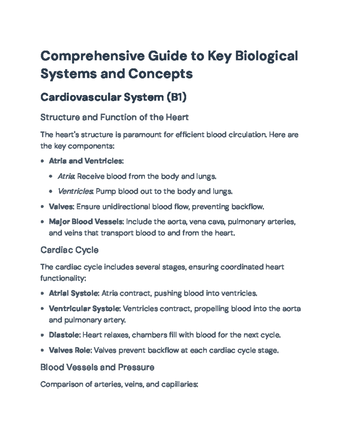 Comprehensive Biological Systems Study Guide (B1-B4) - Comprehensive ...