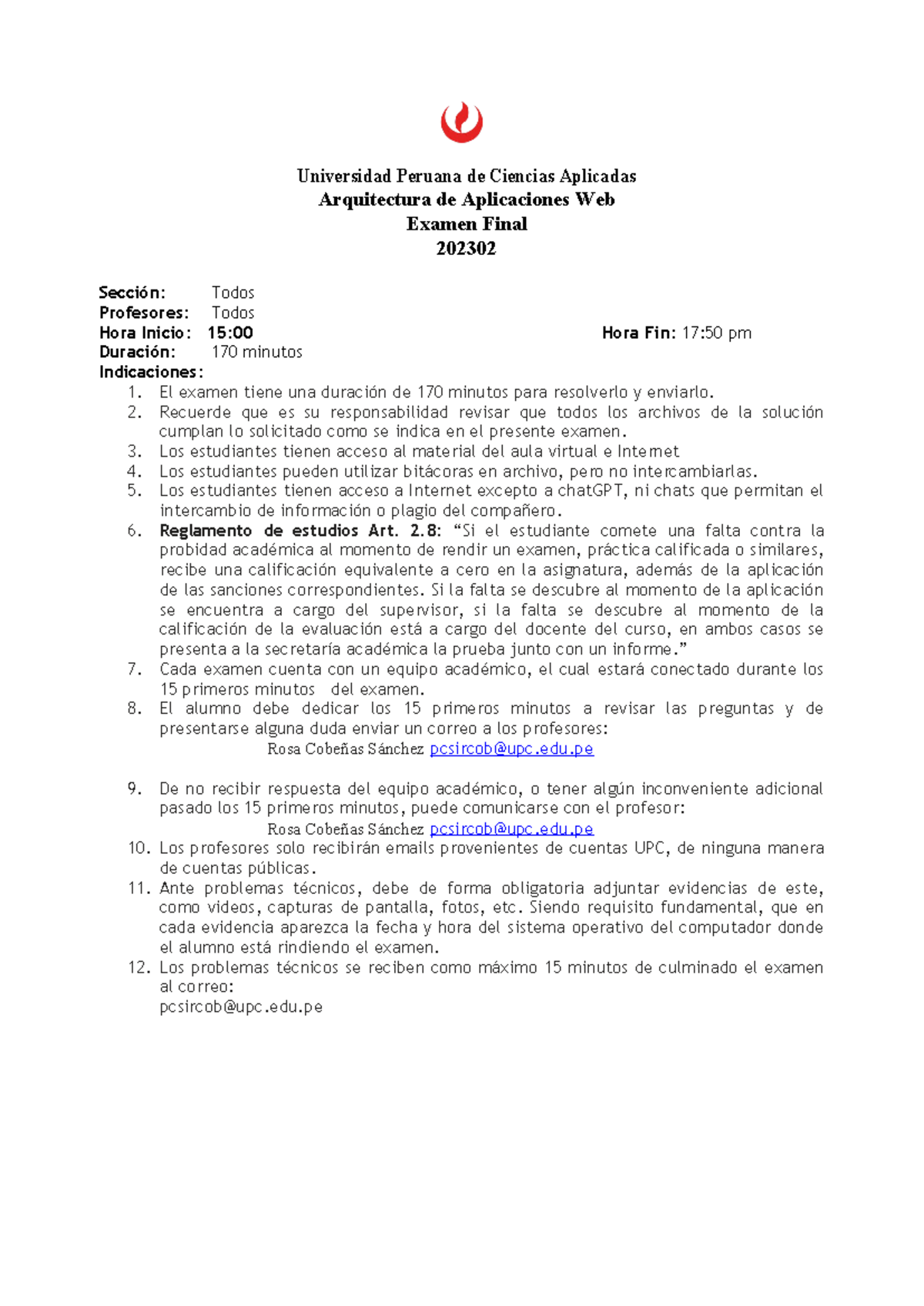 Examen Final B - fefef - Universidad Peruana de Ciencias Aplicadas ...