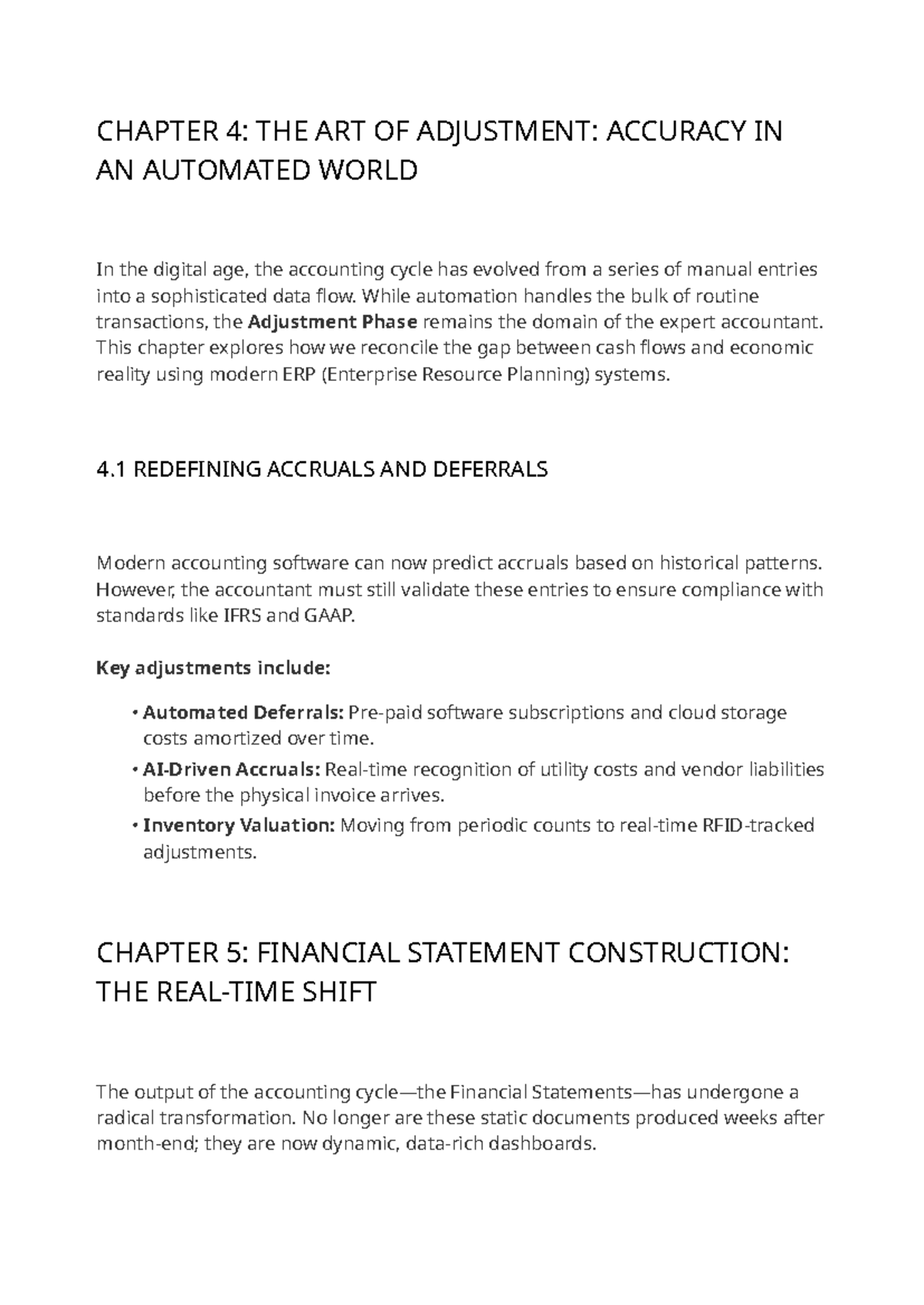 ACCT 101: CHAPTER 4-6: Modern Adjustments & Financial Statements - Studocu