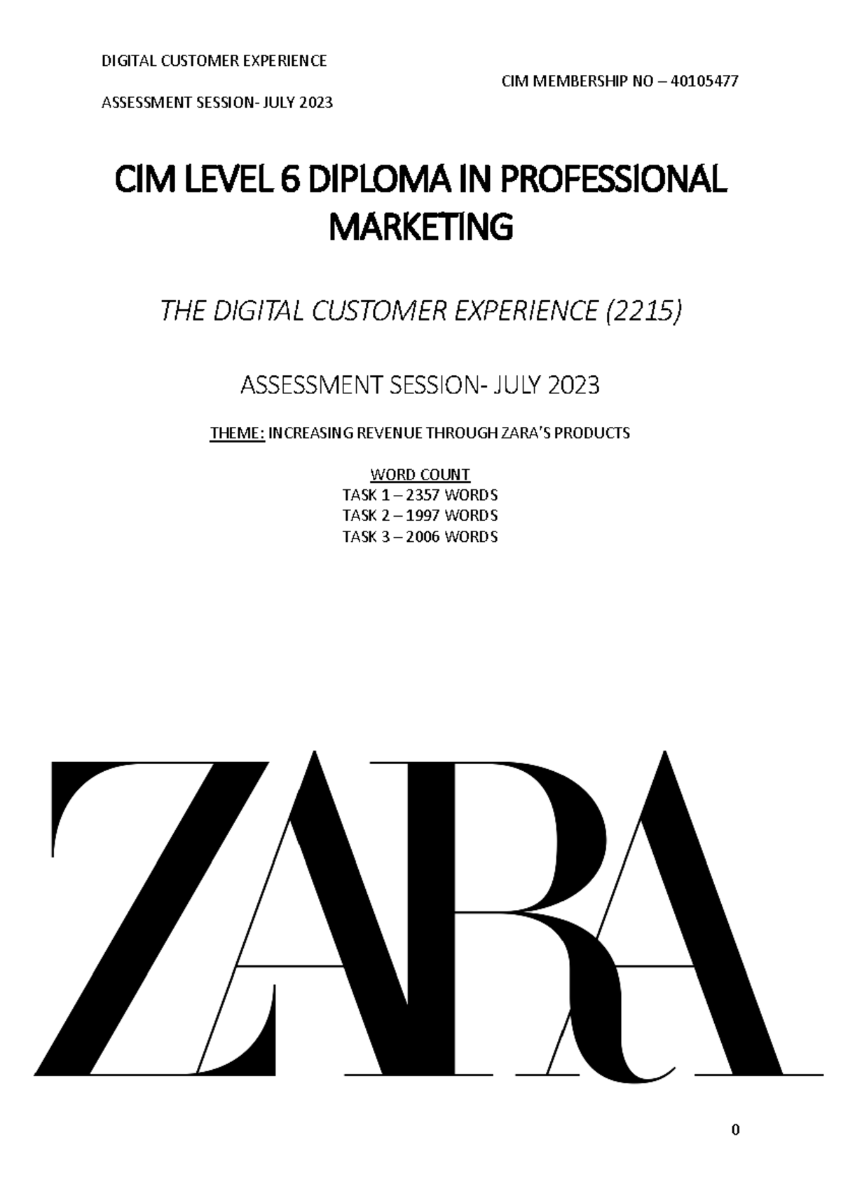 CIM Level 6 Assignment: Enhancing Revenue via ZARA's Digital Strategy ...