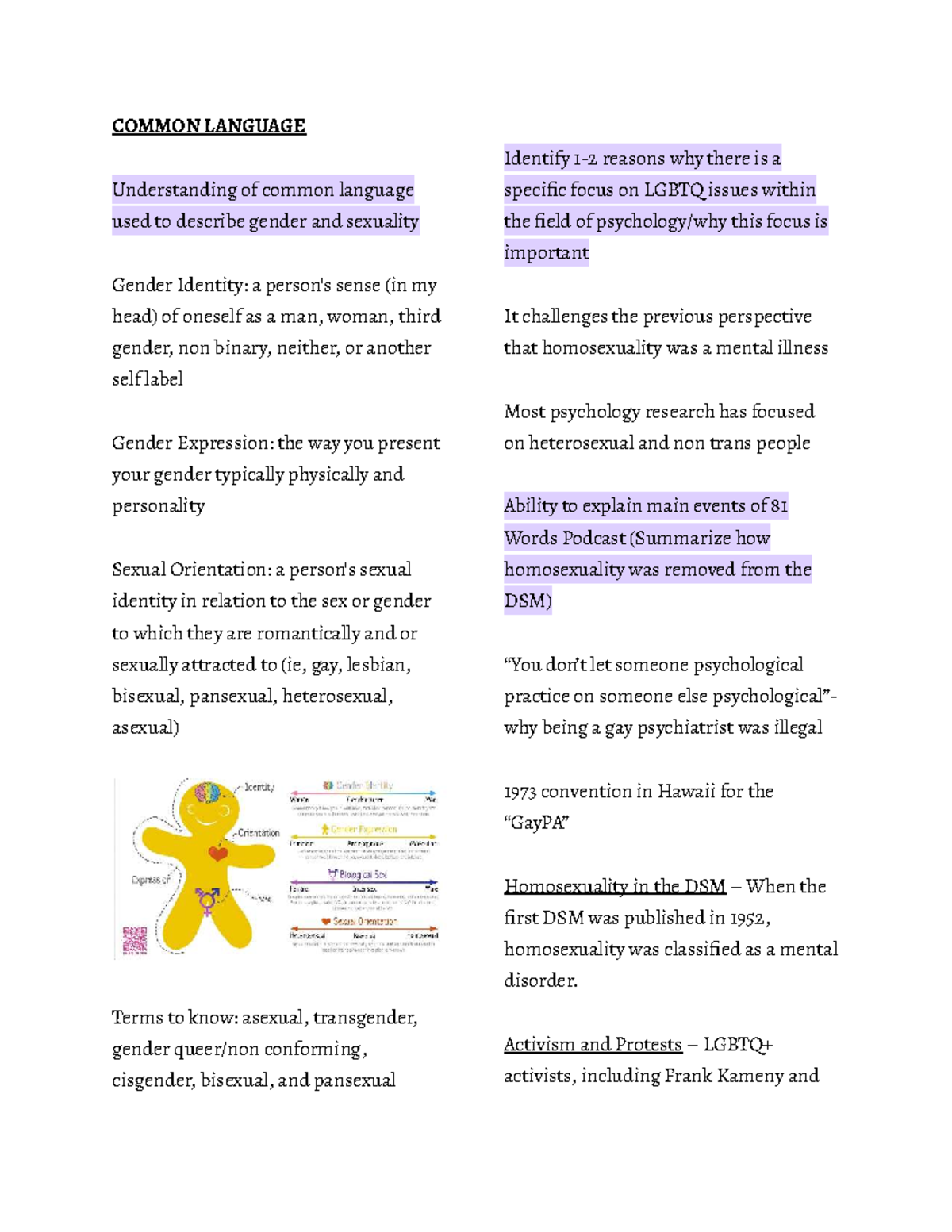 PSY 344 Midterm Review: Understanding Gender Identity and LGBTQ Issues ...