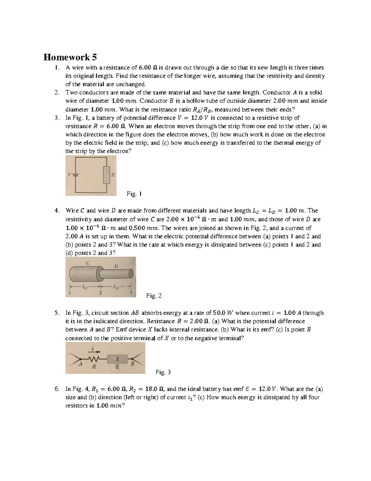 Hw5 PHYS2426: Resistance and Circuit Analysis Problems - Studocu