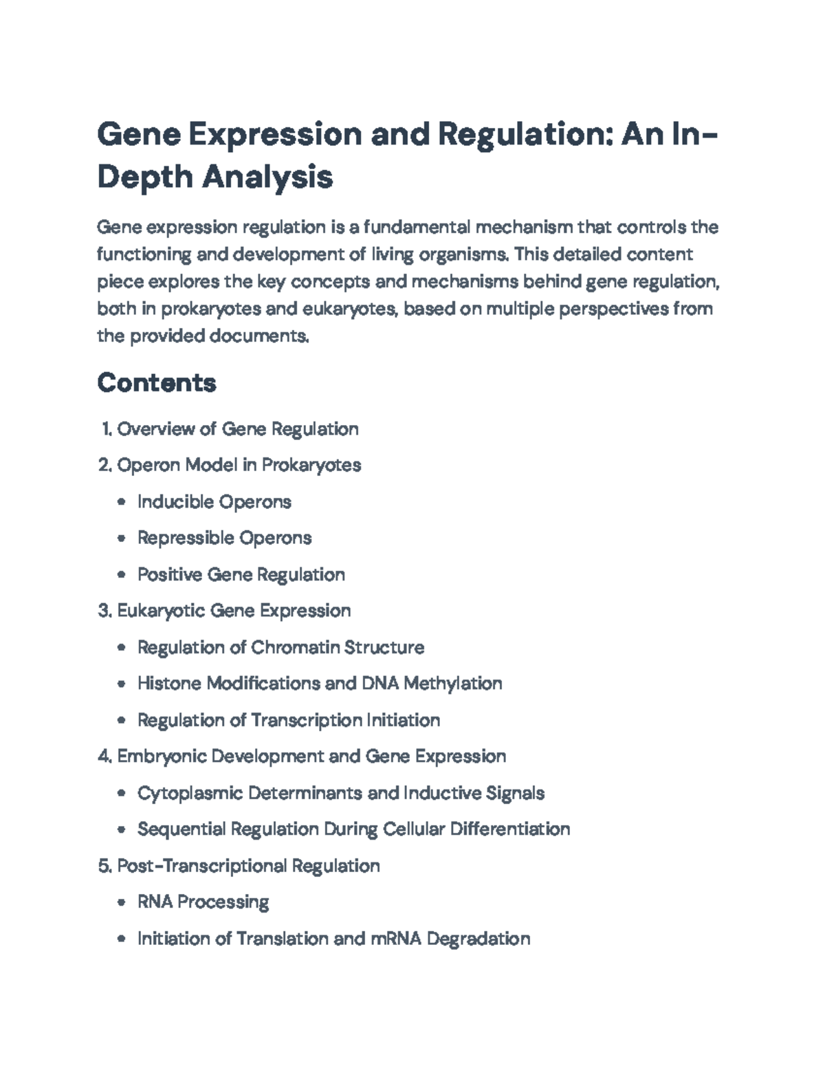 Gene Expression and Regulation: Detailed Mechanisms and Models - Gene ...