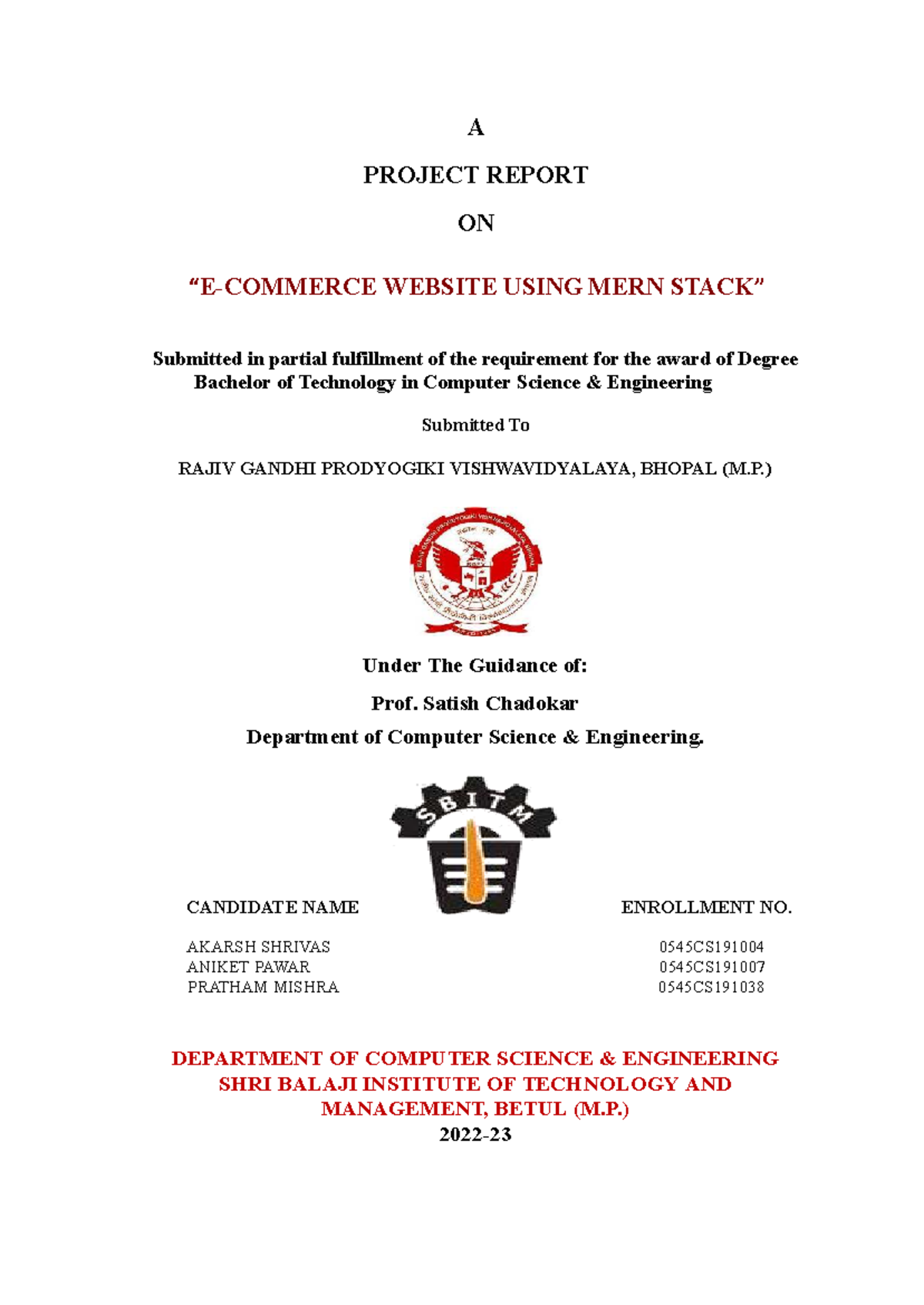 E-Commerce Website Development Using MERN Stack - B.Tech Project Report ...
