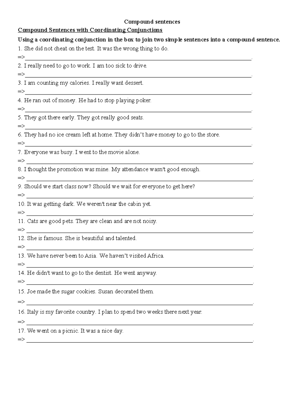 Compound-sentences - a short discribe - Compound sentences Compound ...