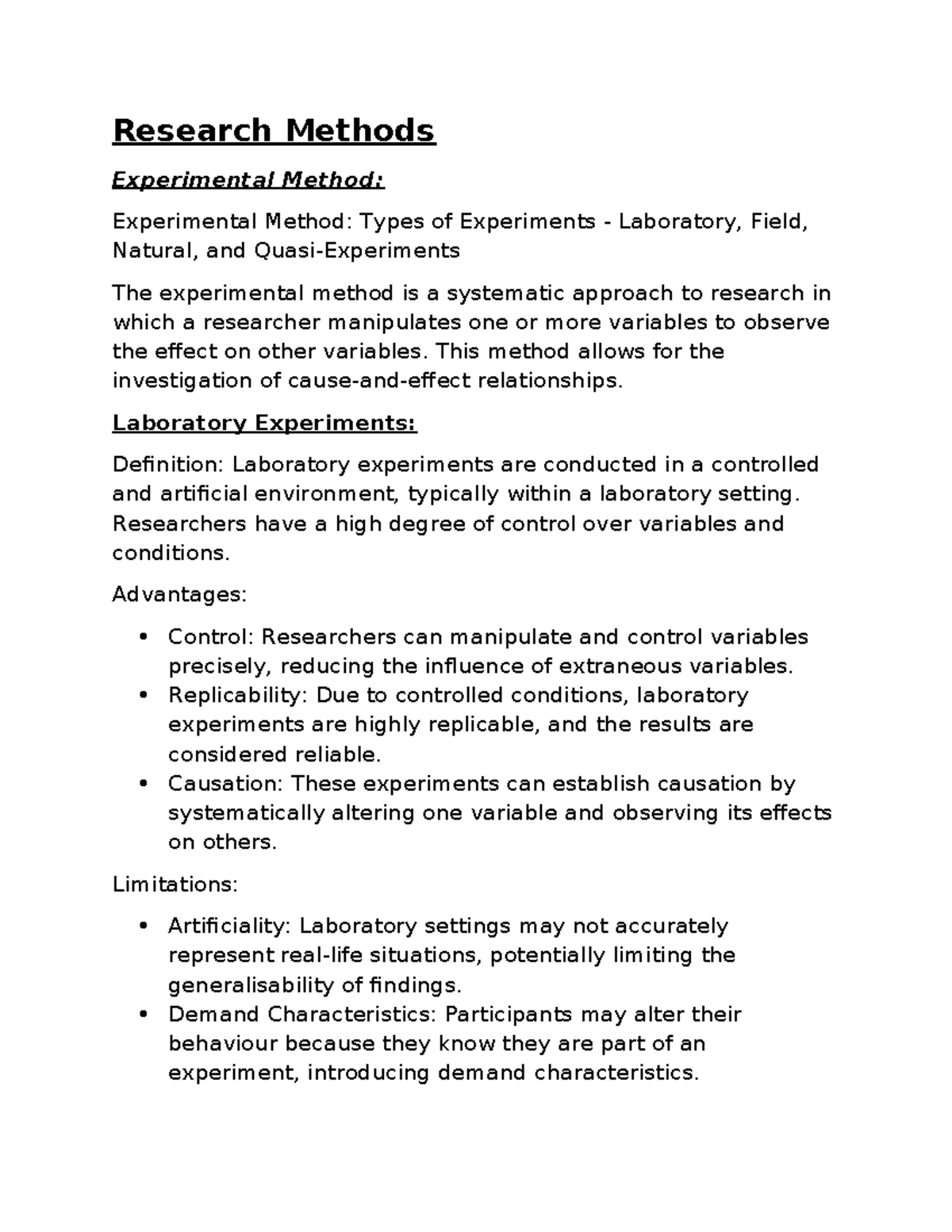 Research Methods in Psychology: Experimental and Observational ...