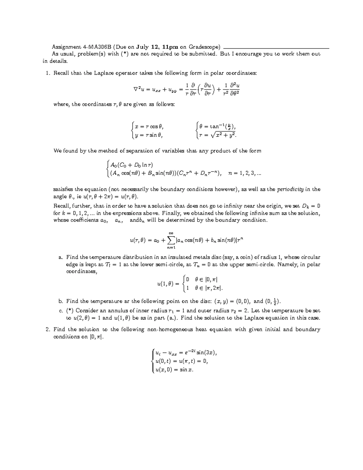 MA306 Partial Differential Equations I S25 Assignment 1 Solutions - Studocu