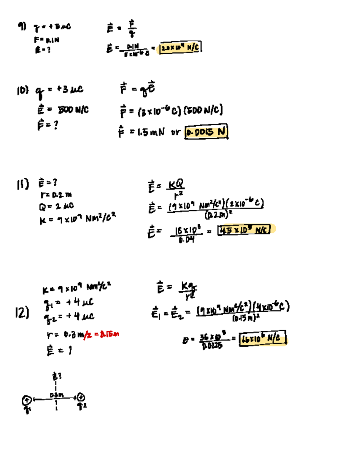 Practice Questions for Physics 101: Electric Fields and Forces - Studocu